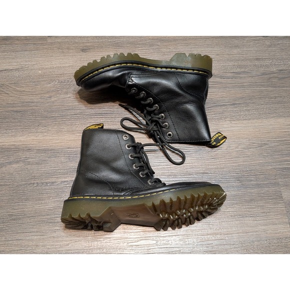 Dr. Martens Shoes - Dr Martens Luana Black Leather Lace Up Combat Boots Womens Size 6 UK 37 EU